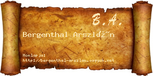 Bergenthal Arszlán névjegykártya